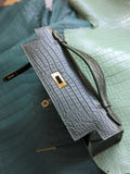 Ascot Pochette Bag - Dark Green Crocodile - Ascot Shoes