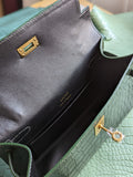 Ascot Pochette Bag - Dark Green Crocodile - Ascot Shoes