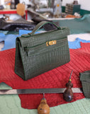 Ascot Pochette Bag - Dark Green Crocodile - Ascot Shoes