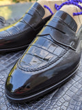 Ascot Sinatra - Black Crocodile & Black Calf - Ascot Shoes