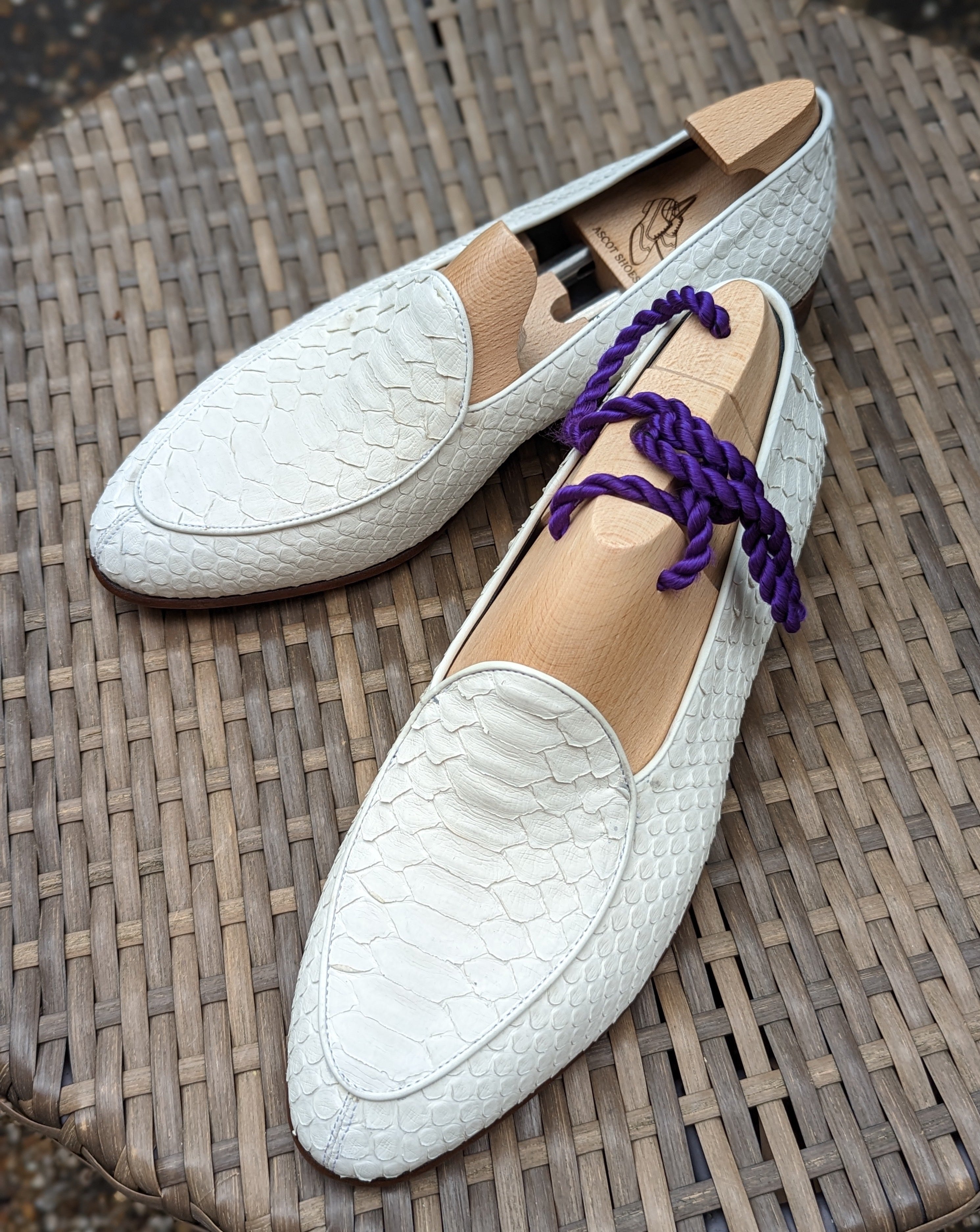 Belgian Loafer - White Python - Ascot Shoes