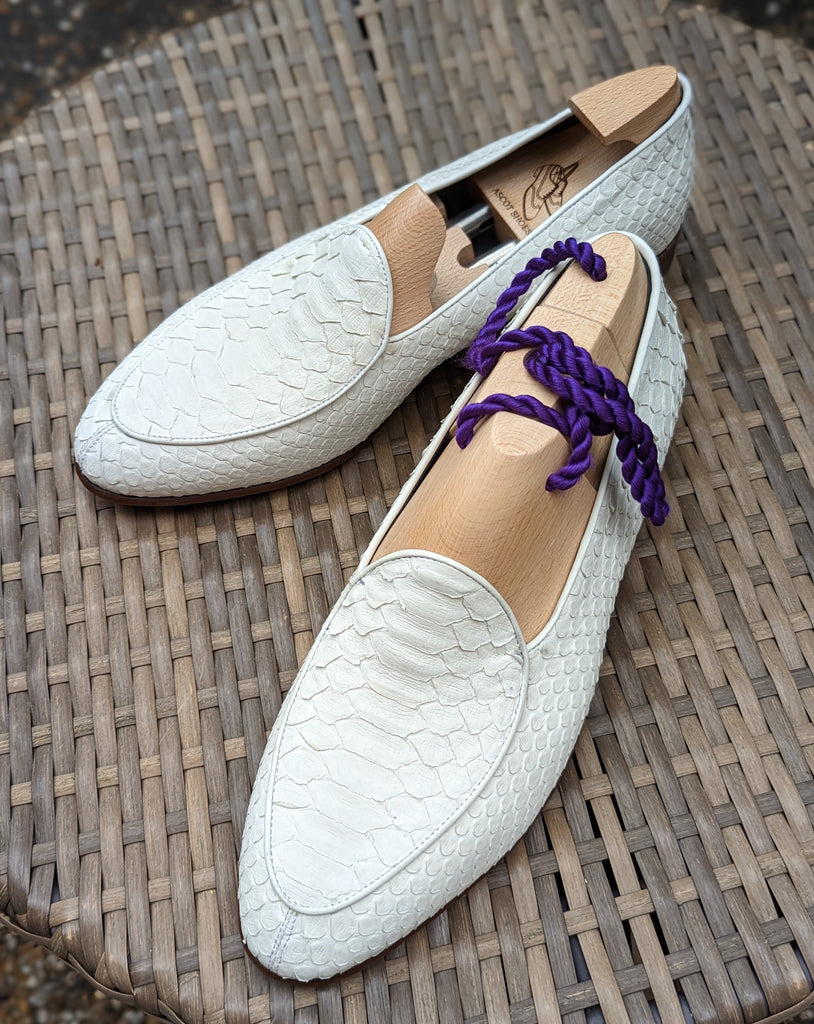 Belgian Loafer - White Python - Ascot Shoes