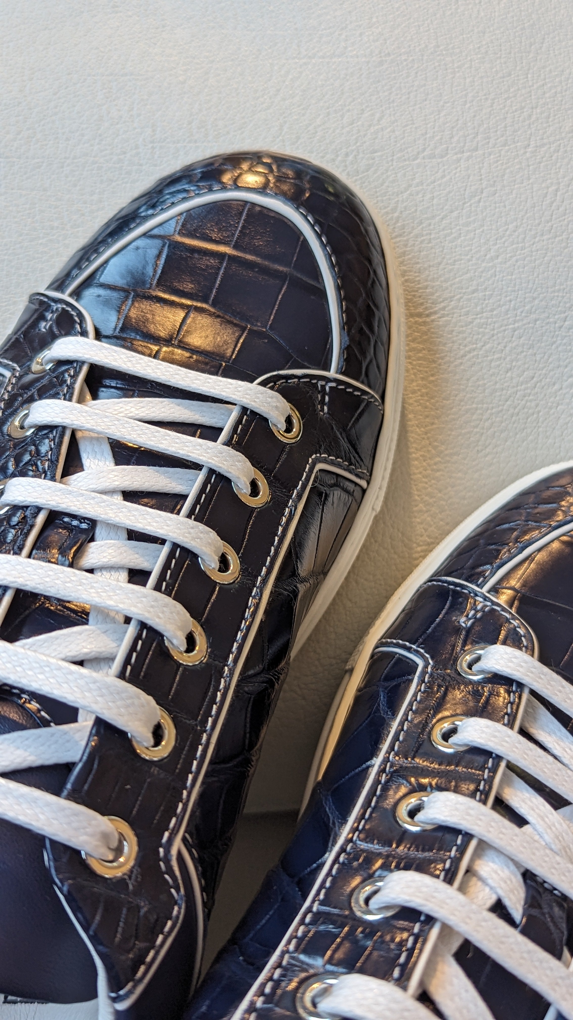 Ascot Sneakers - Navy Blue Crocodile - Ascot Shoes