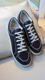 Ascot Sneakers - Navy Blue Crocodile - Ascot Shoes