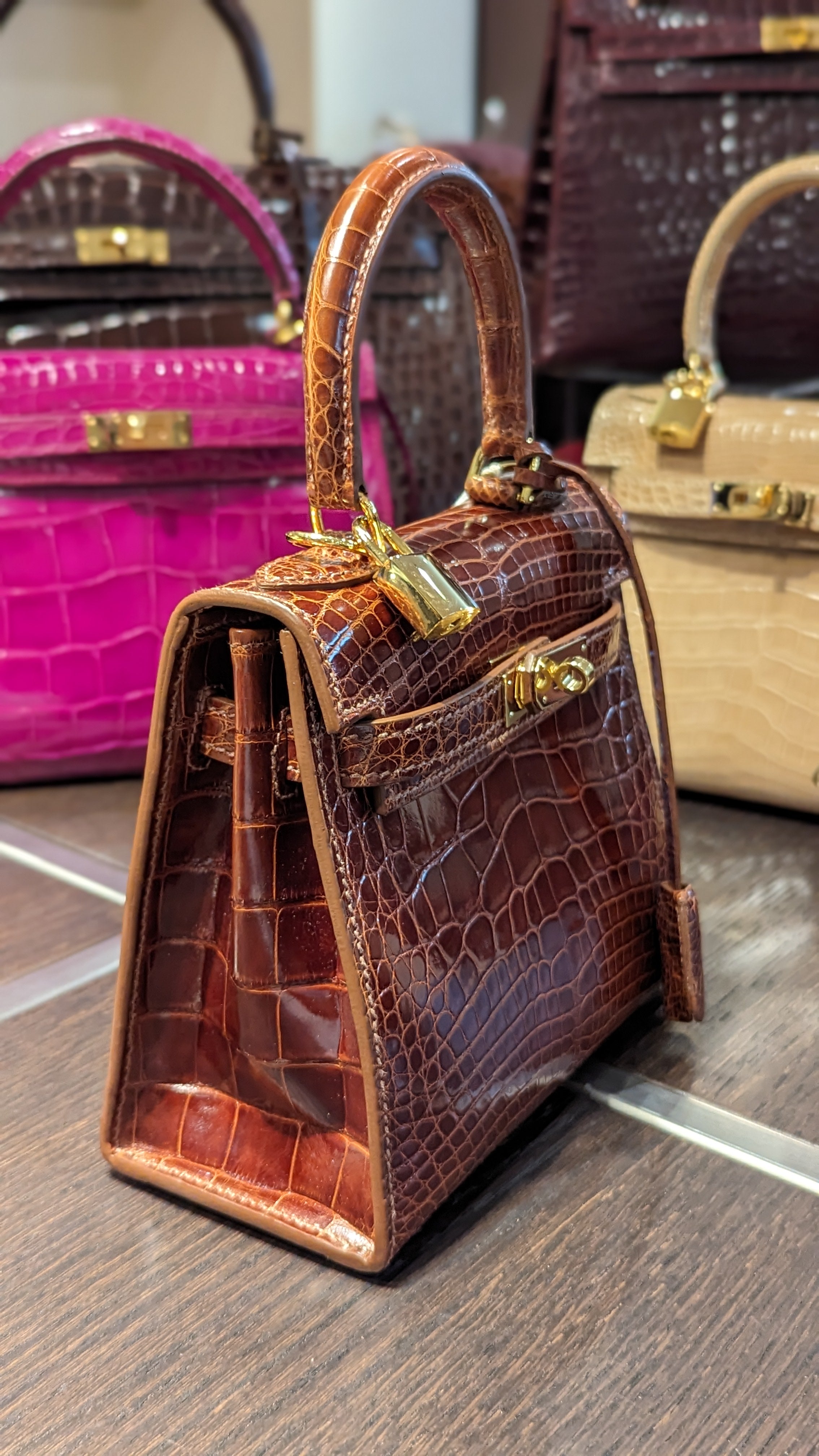 Ascot Bespoke Bag - Cognac Crocodile - Ascot Shoes