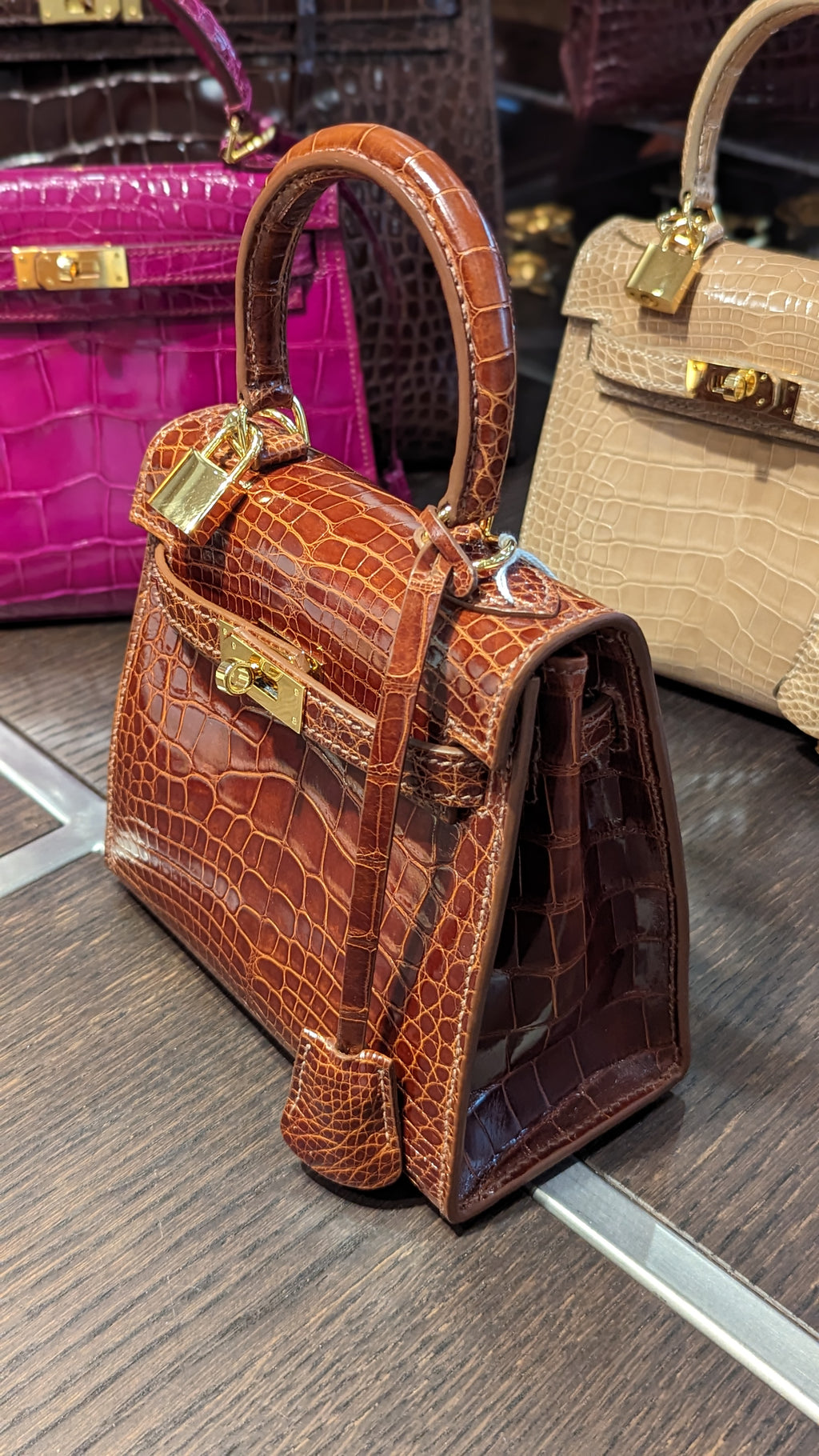 Ascot Bespoke Bag - Cognac Crocodile - Ascot Shoes