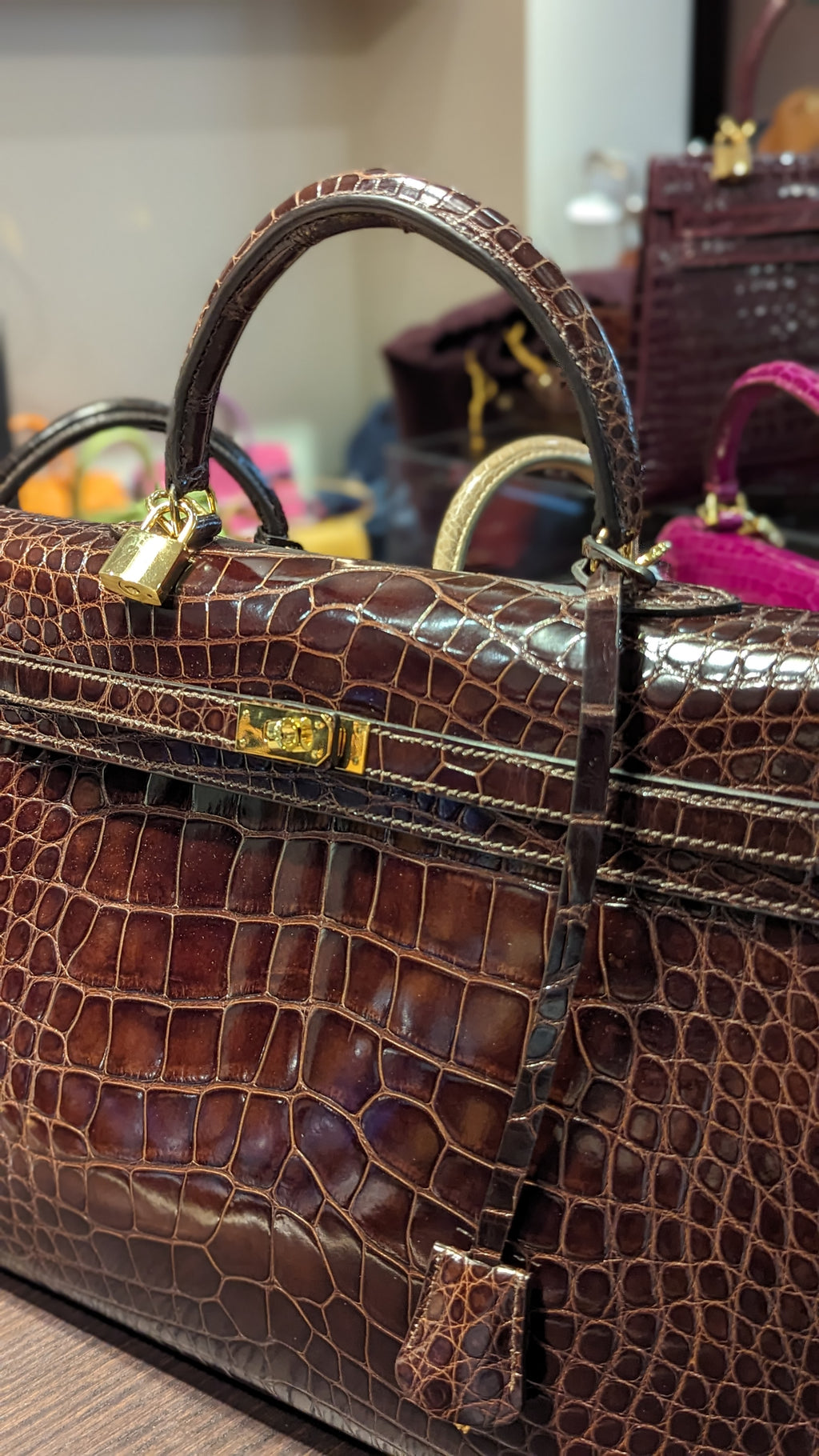Ascot Bespoke Bag - Brown Crocodile 40cm - Ascot Shoes
