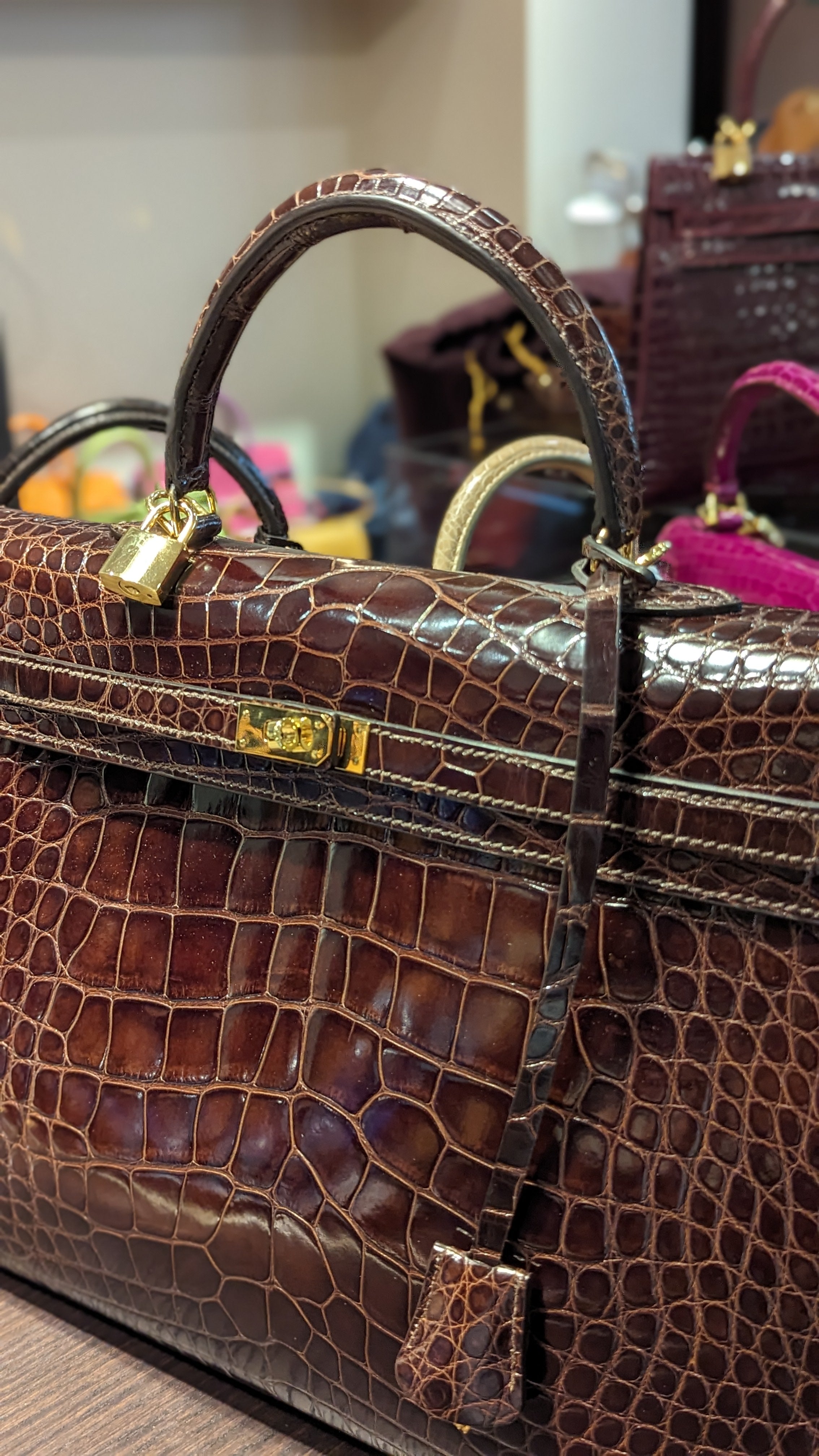 Ascot Bespoke Bag - Brown Crocodile 40cm - Ascot Shoes