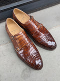 Ascot Double Monk - Tabacco Crocodile - Ascot Shoes