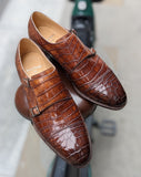 Ascot Double Monk - Tabacco Crocodile - Ascot Shoes