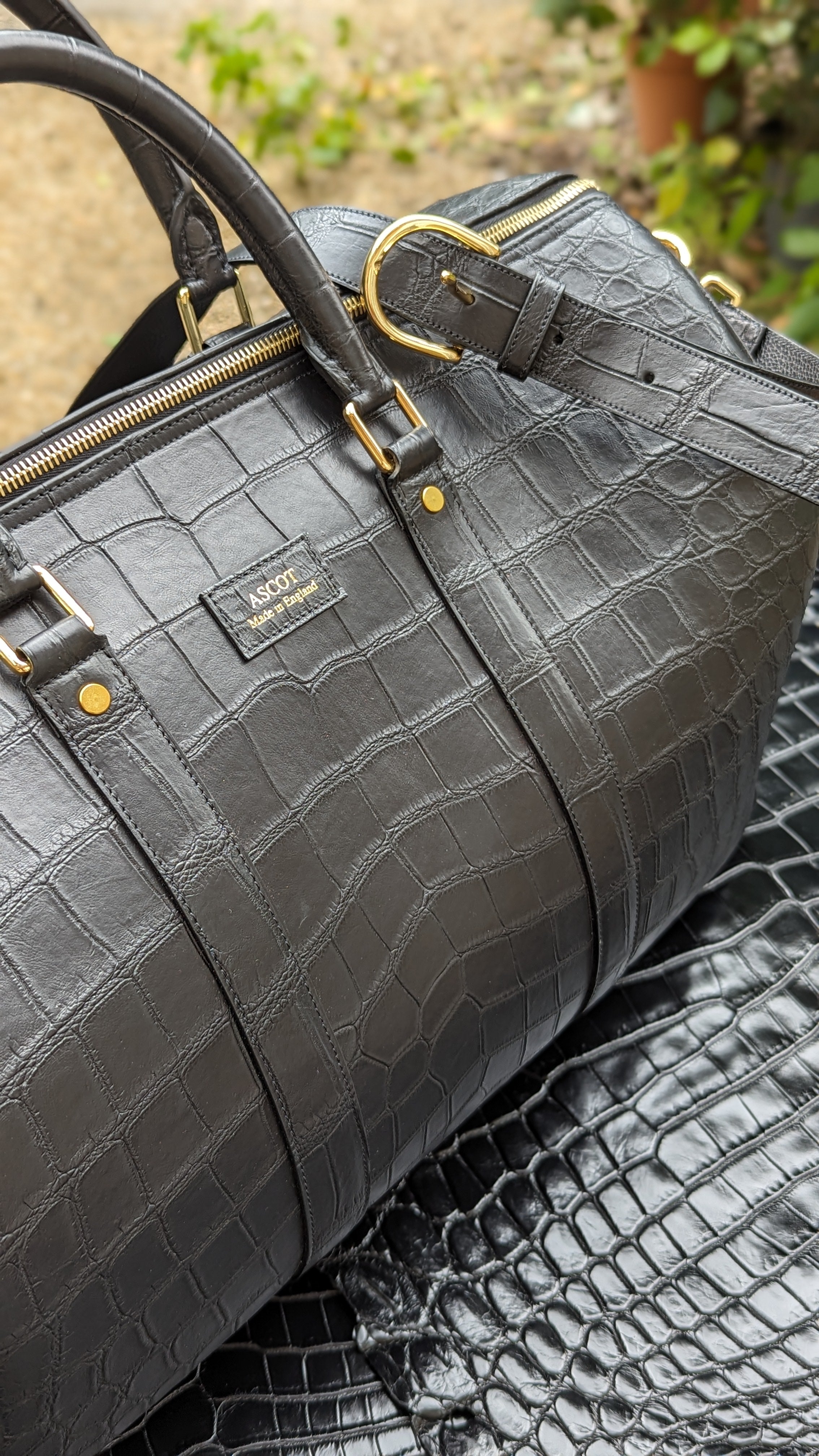 Duffel Bag - Black Nile Crocodile 50 cm - Ascot Shoes