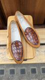 Belgian Loafer - Tan Suede & Crocodile - Ascot Shoes