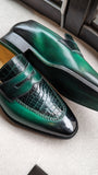 Ascot Sinatra - Emerald Green Crocodile & Calf - Ascot Shoes