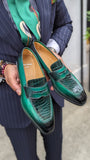 Ascot Sinatra - Emerald Green Crocodile & Calf - Ascot Shoes