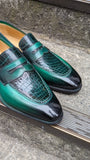 Ascot Sinatra - Emerald Green Crocodile & Calf - Ascot Shoes