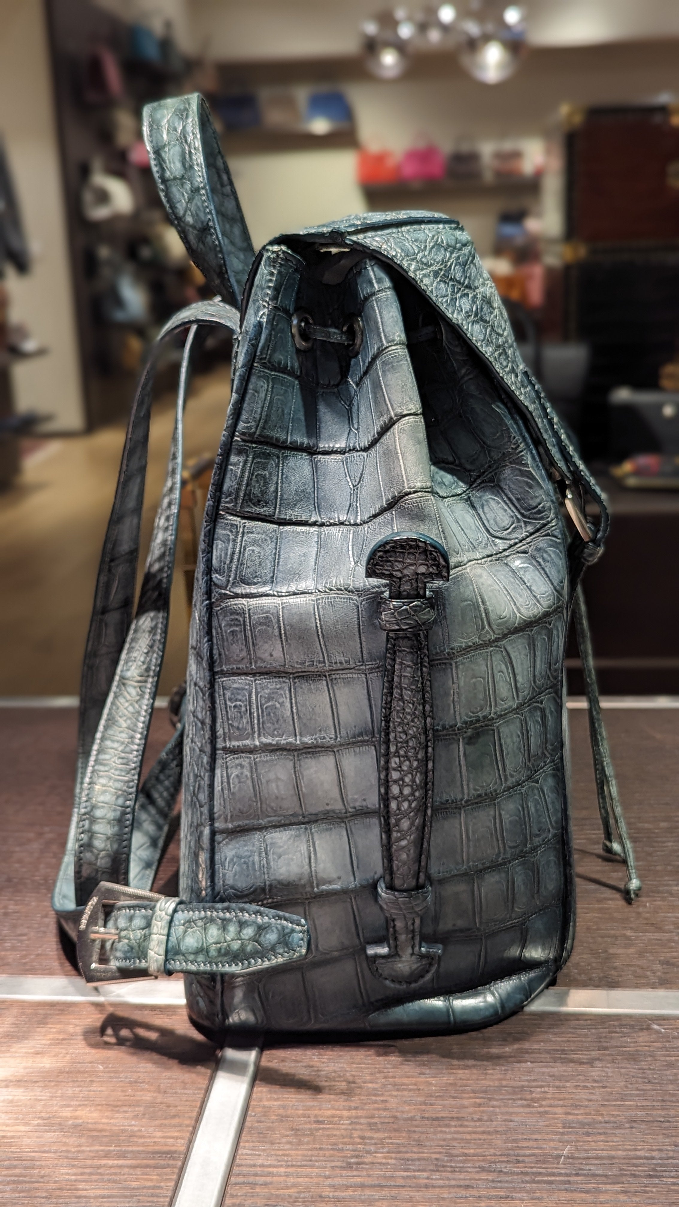 Rucksack Bag - Stone Crocodile - Ascot Shoes