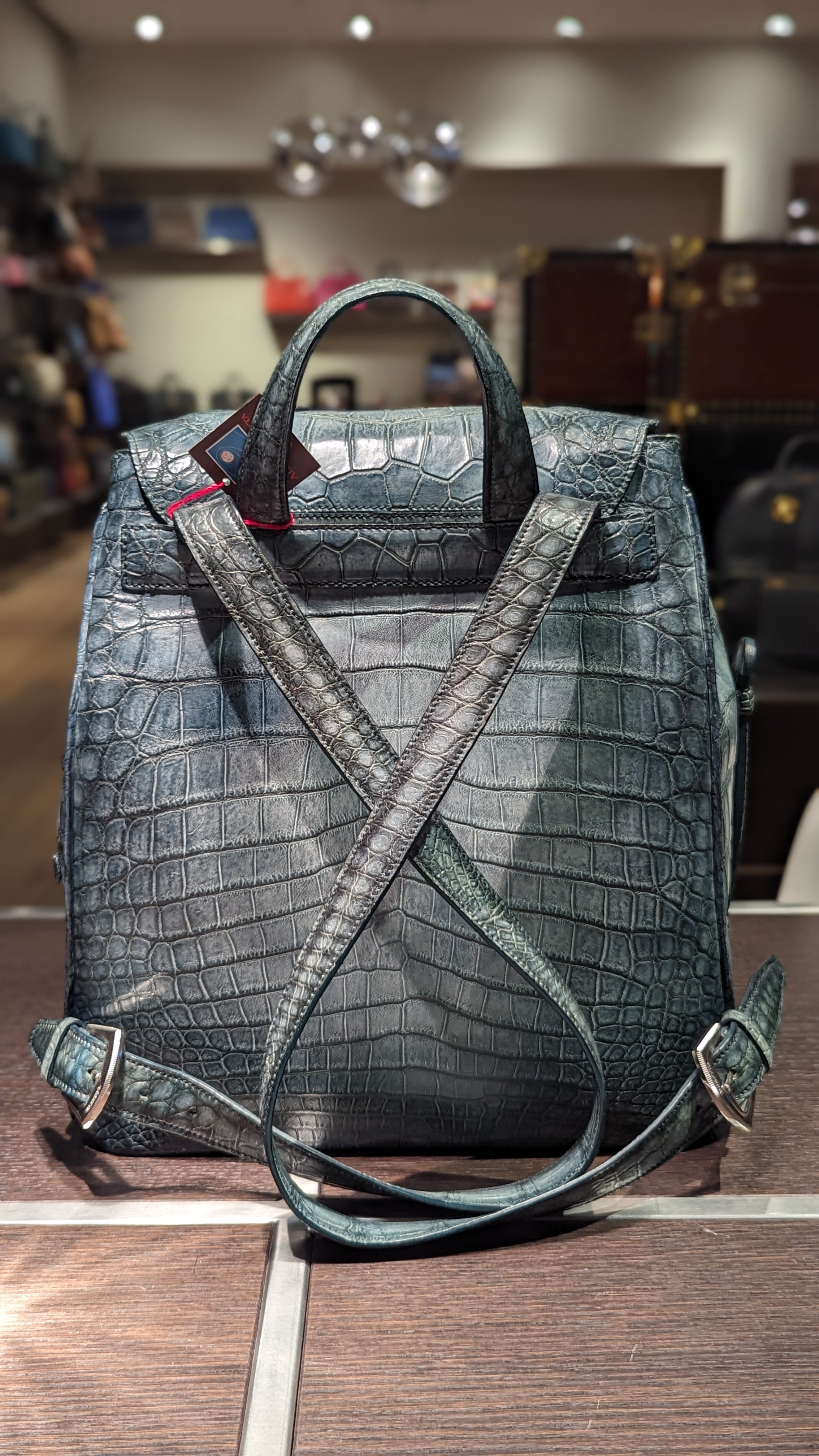 Rucksack Bag - Stone Crocodile - Ascot Shoes