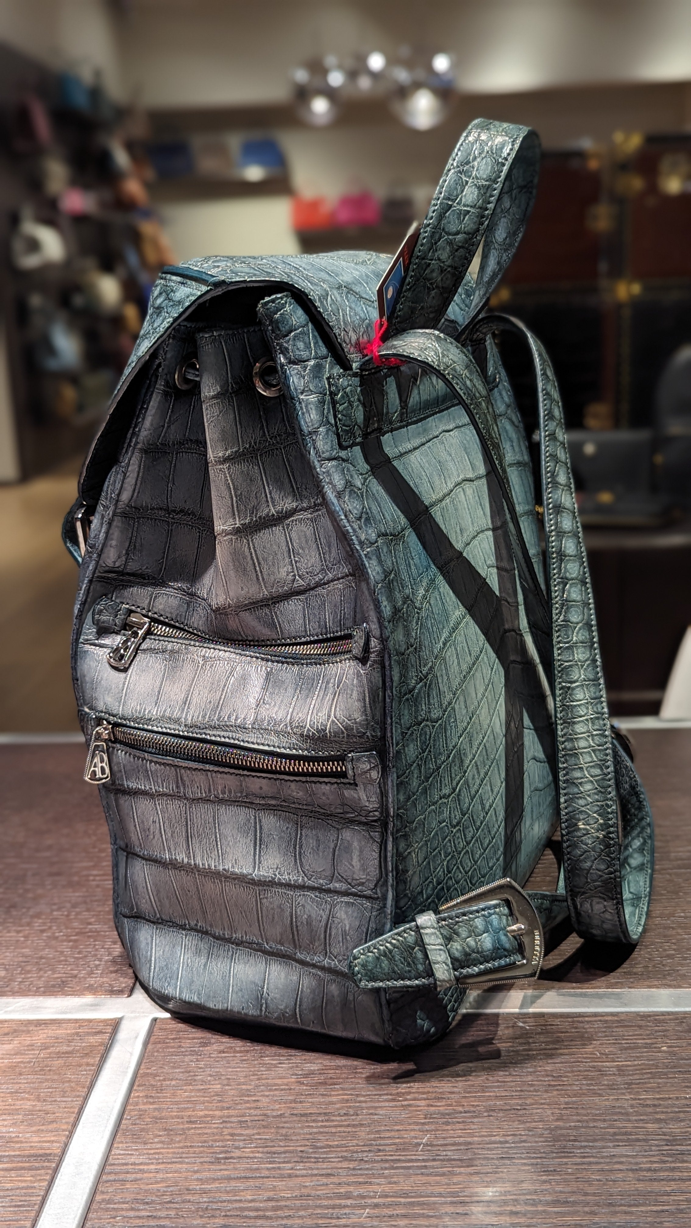 Rucksack Bag - Stone Crocodile - Ascot Shoes