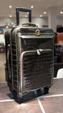 Bespoke Cabin Suitcase - Olive Green Crocodile - Ascot Shoes