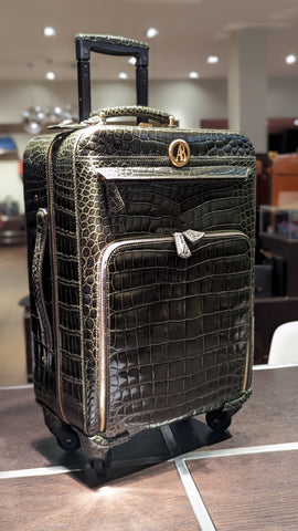 Bespoke Cabin Suitcase - Olive Green Crocodile