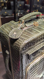 Bespoke Cabin Suitcase - Olive Green Crocodile - Ascot Shoes