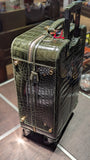 Bespoke Cabin Suitcase - Olive Green Crocodile - Ascot Shoes