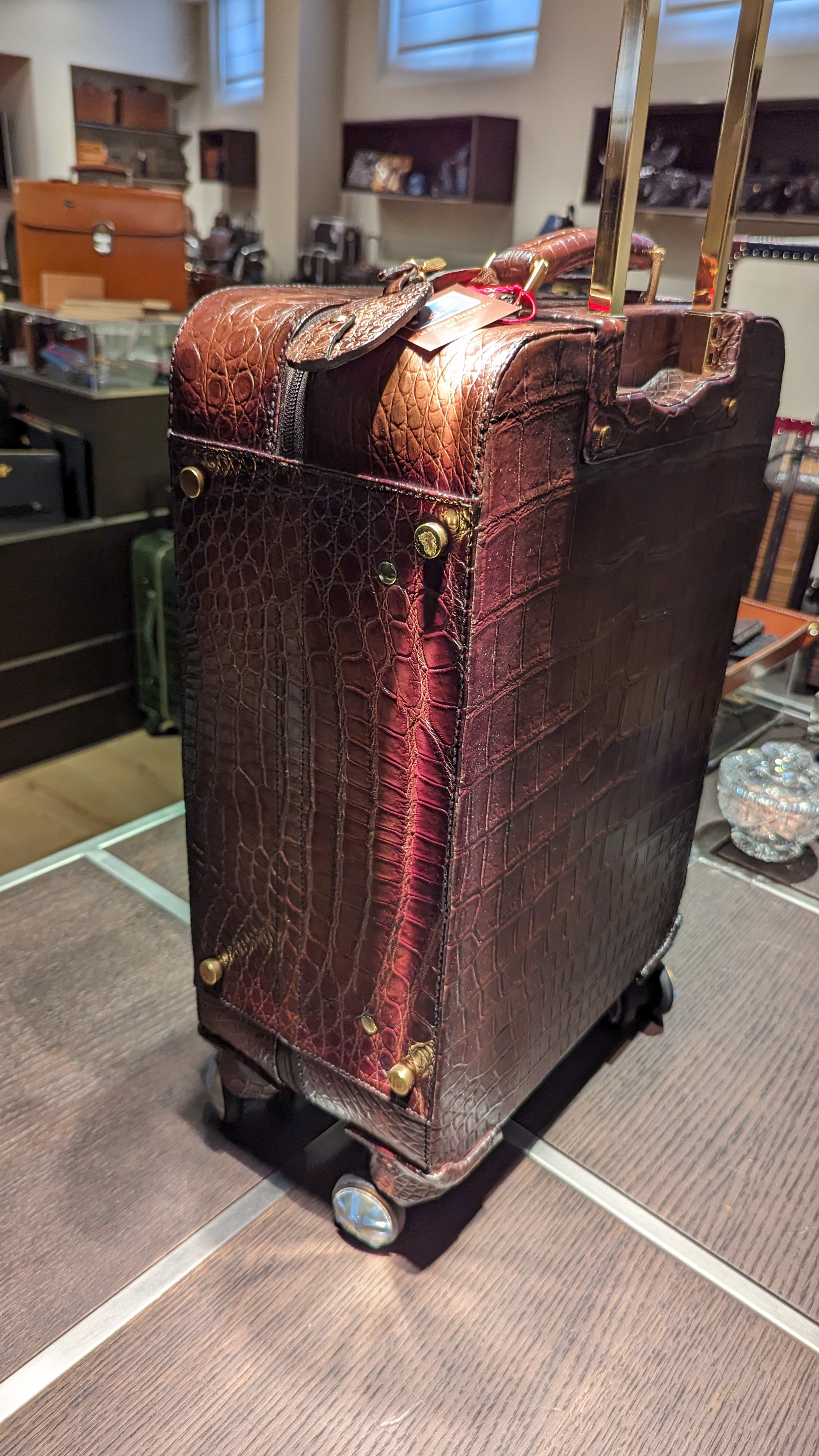Bespoke Cabin Suitcase - Bordeaux Crocodile - Ascot Shoes