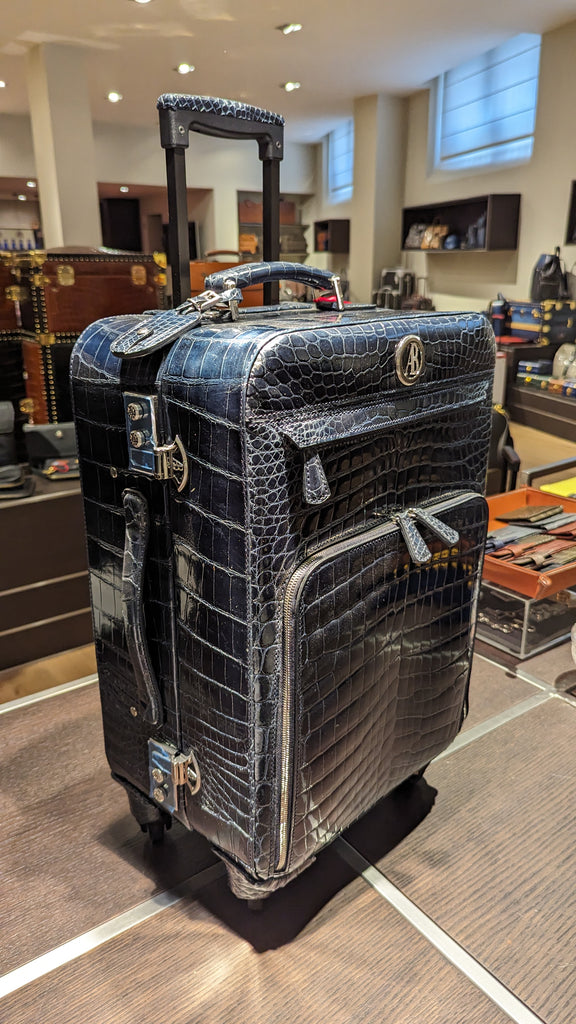 Bespoke Cabin Suitcase - Navy Crocodile - Ascot Shoes