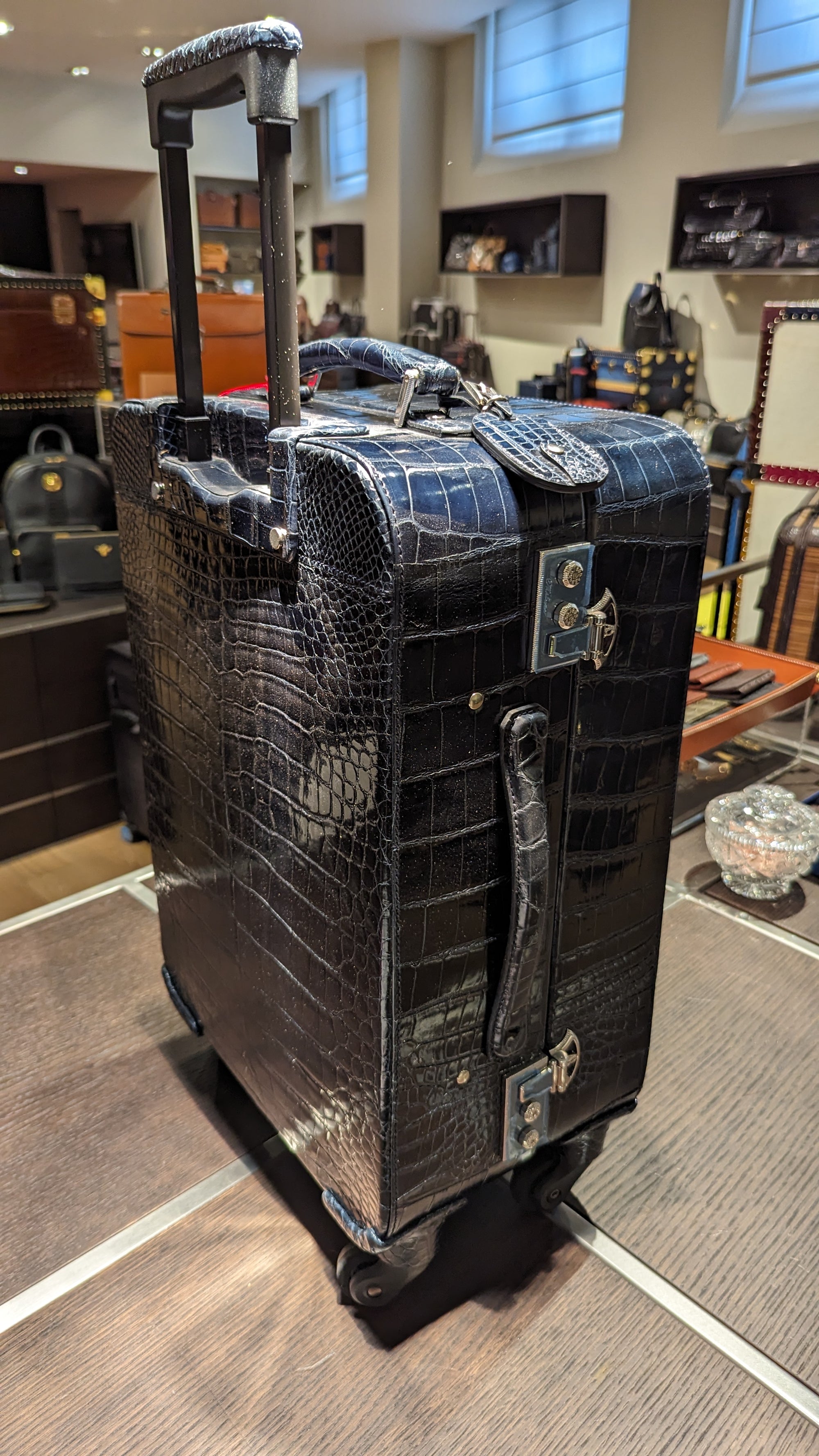 Bespoke Cabin Suitcase - Navy Crocodile - Ascot Shoes