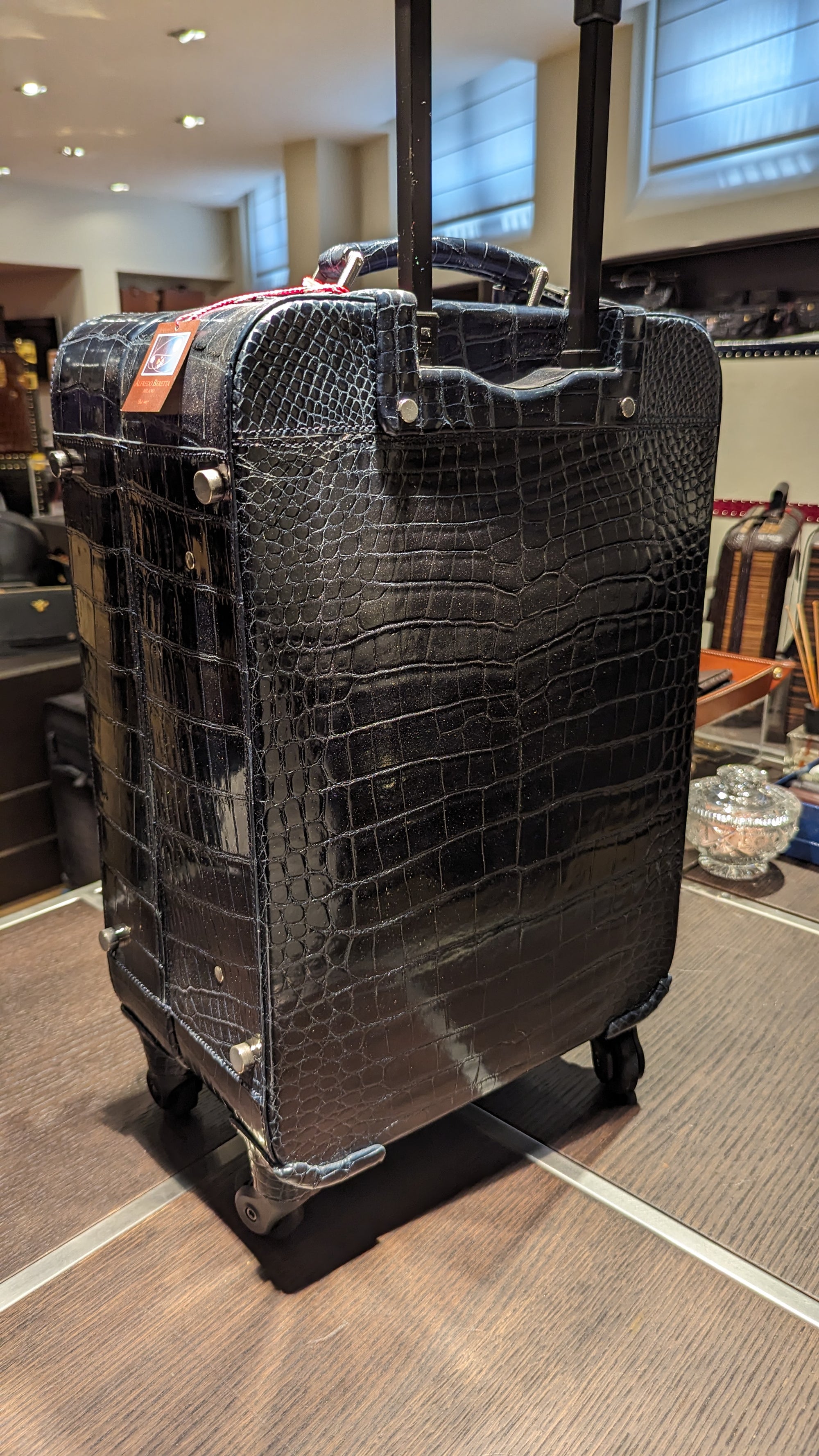 Bespoke Cabin Suitcase - Navy Crocodile - Ascot Shoes