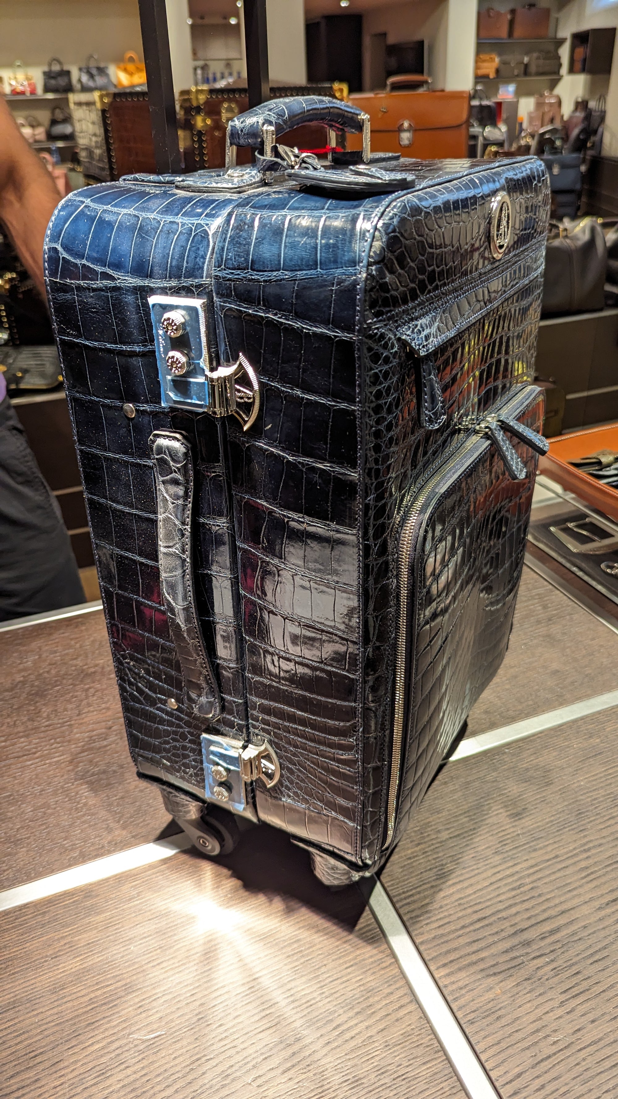 Bespoke Cabin Suitcase - Navy Crocodile - Ascot Shoes