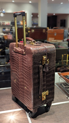 Bespoke Cabin Suitcase - Brown Crocodile