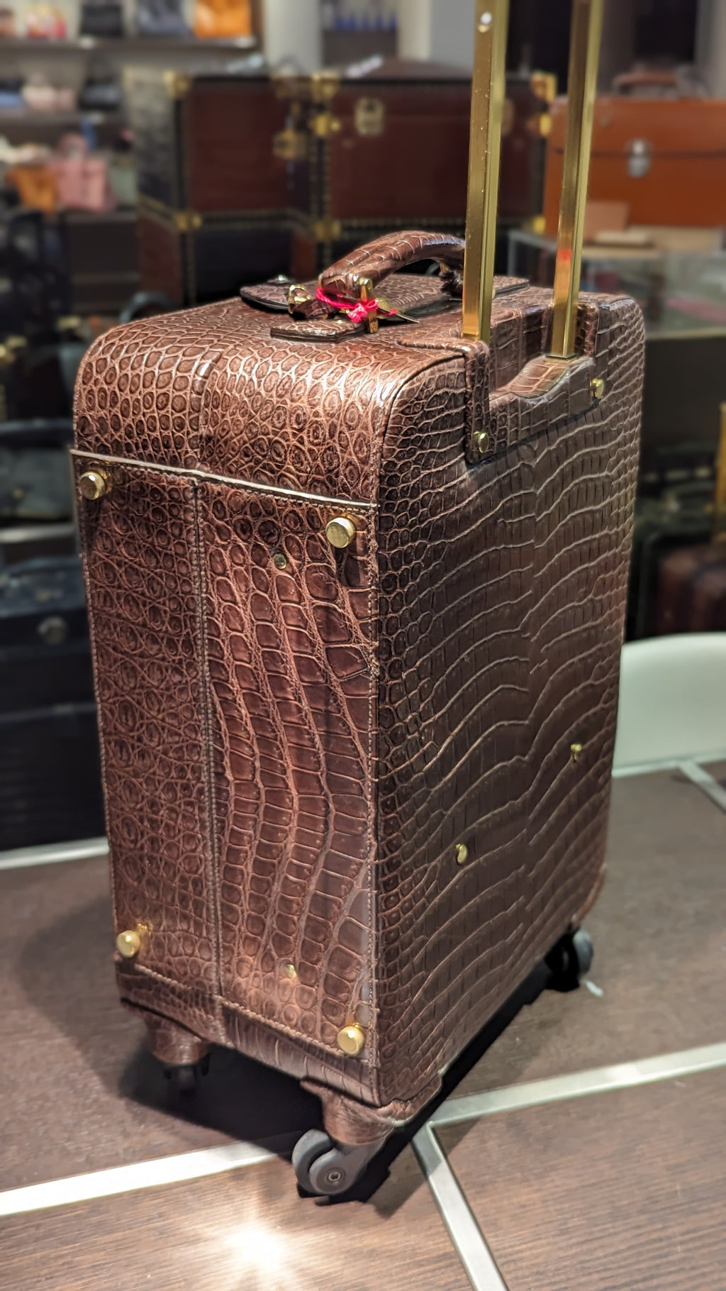 Bespoke Cabin Suitcase - Brown Crocodile - Ascot Shoes