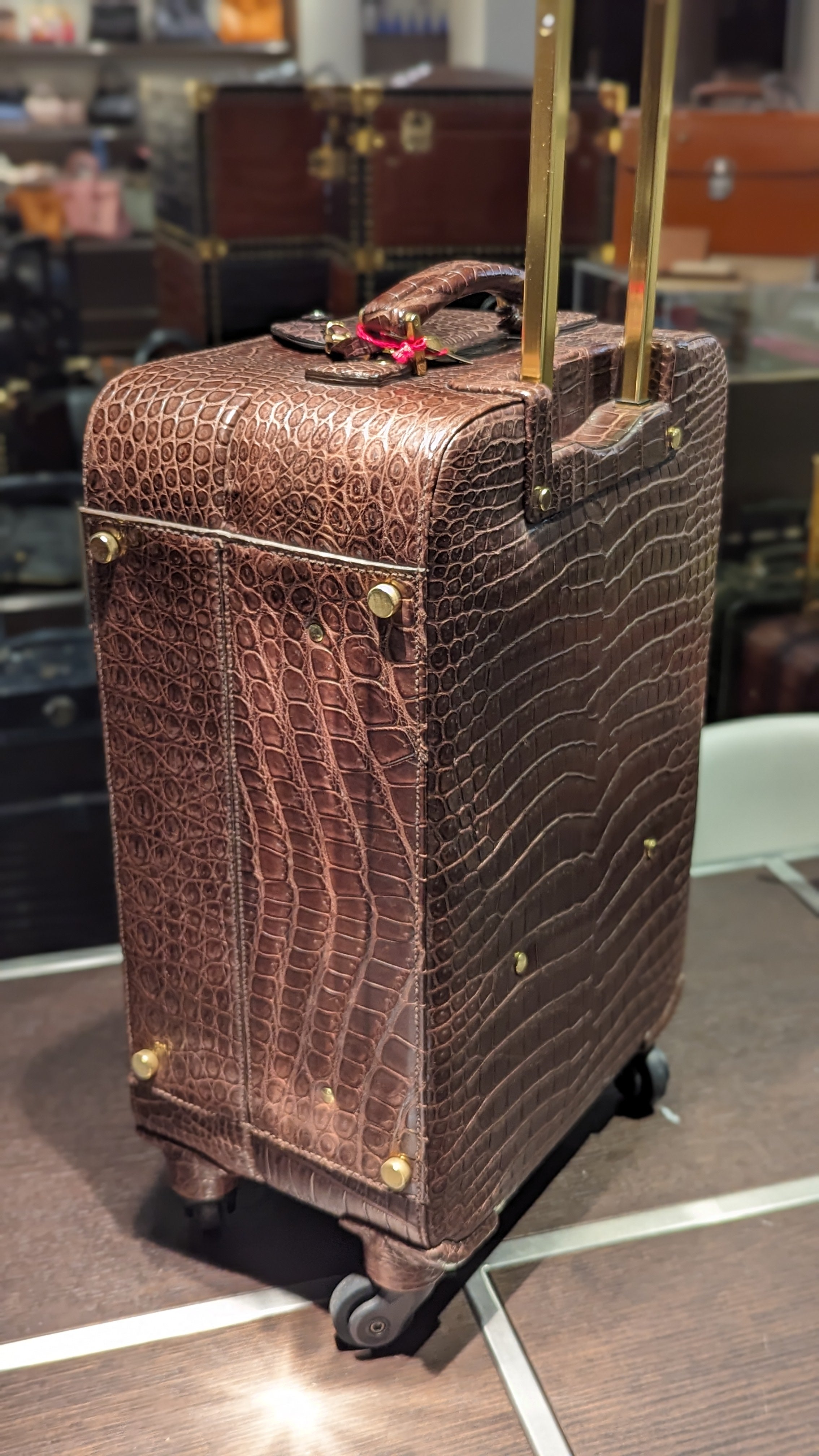 Bespoke Cabin Suitcase - Brown Crocodile - Ascot Shoes