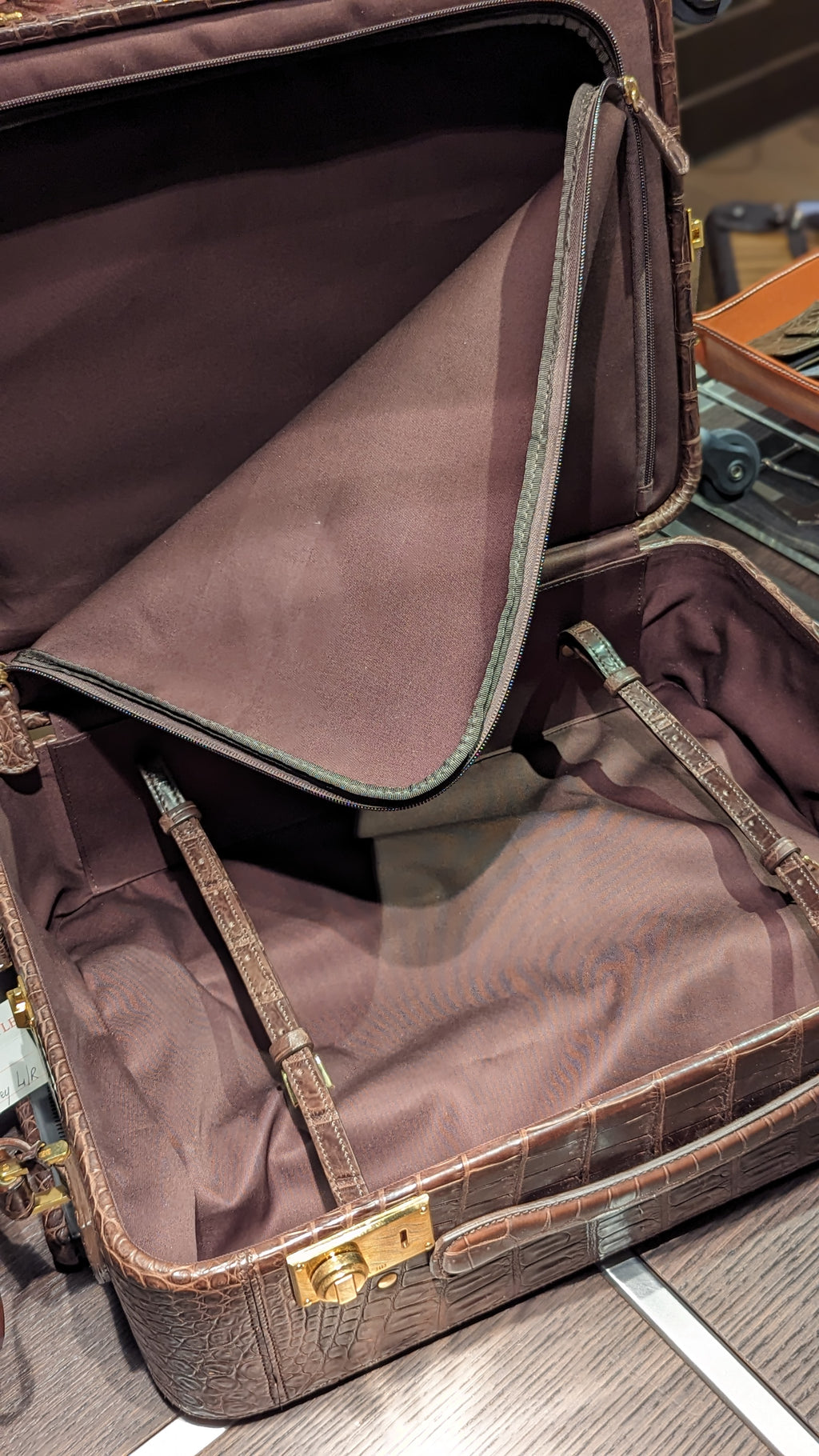 Bespoke Cabin Suitcase - Brown Crocodile - Ascot Shoes