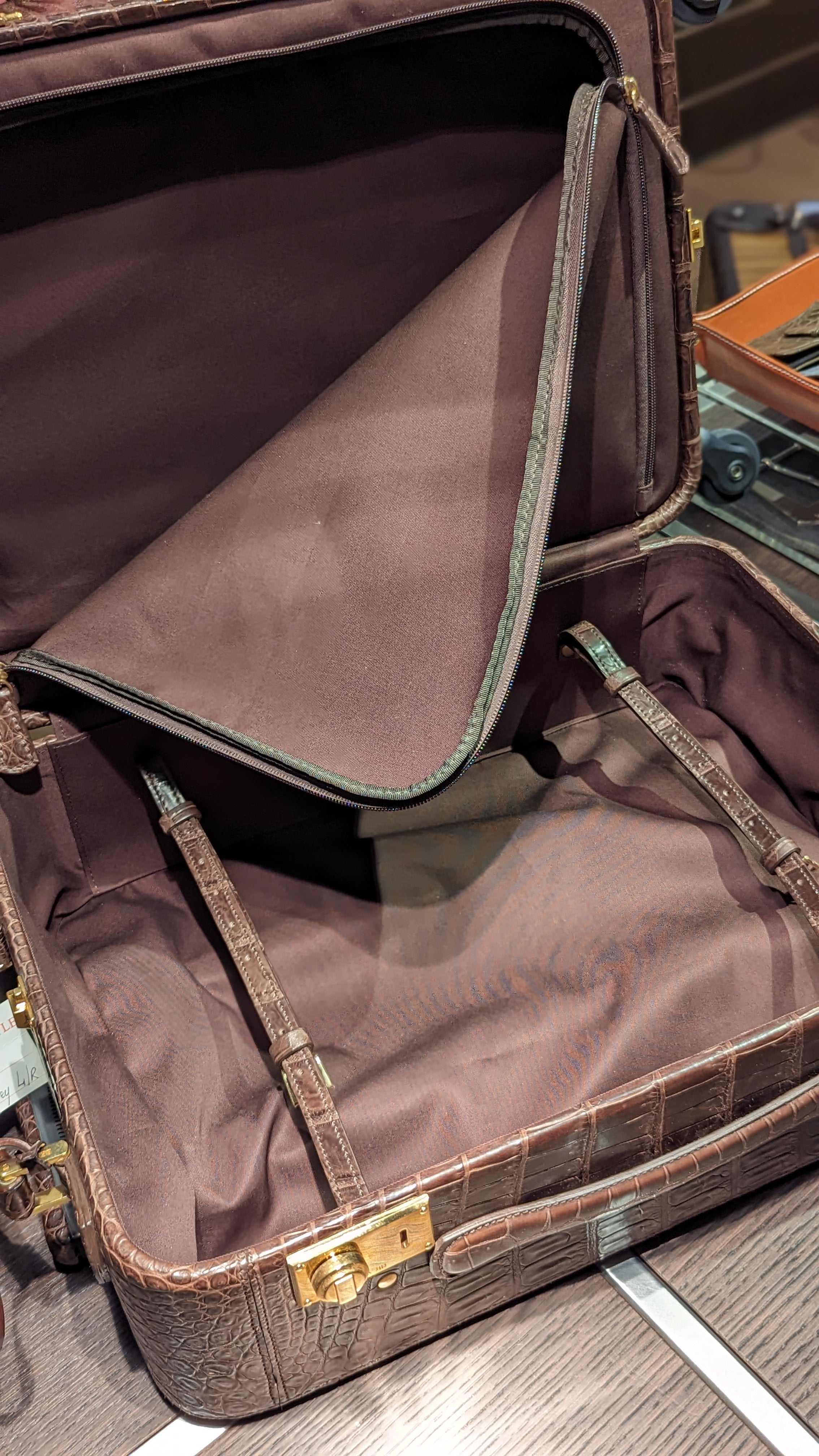 Bespoke Cabin Suitcase - Brown Crocodile - Ascot Shoes