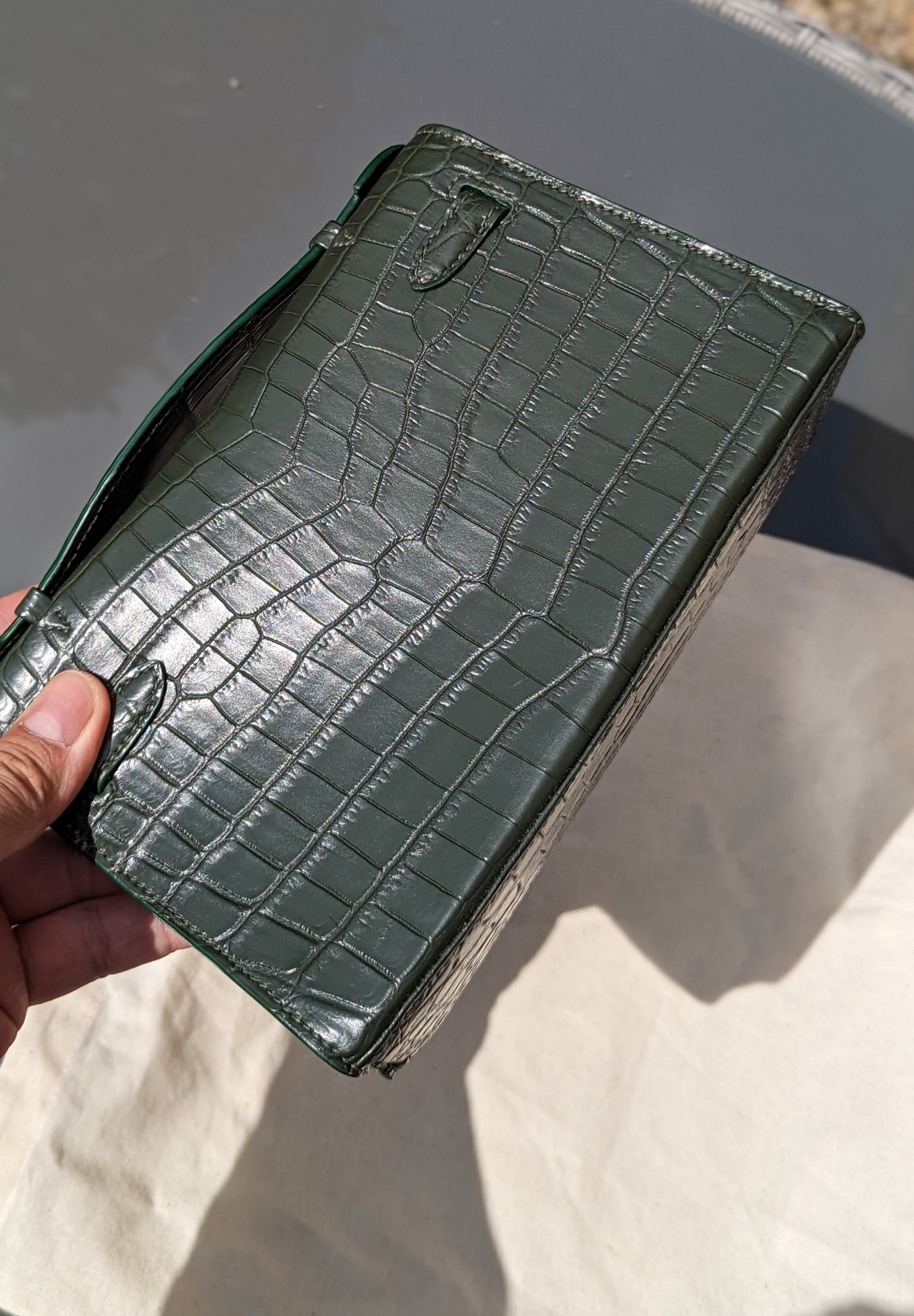 Pochette Bag - Dark Green Crocodile - Ascot Shoes