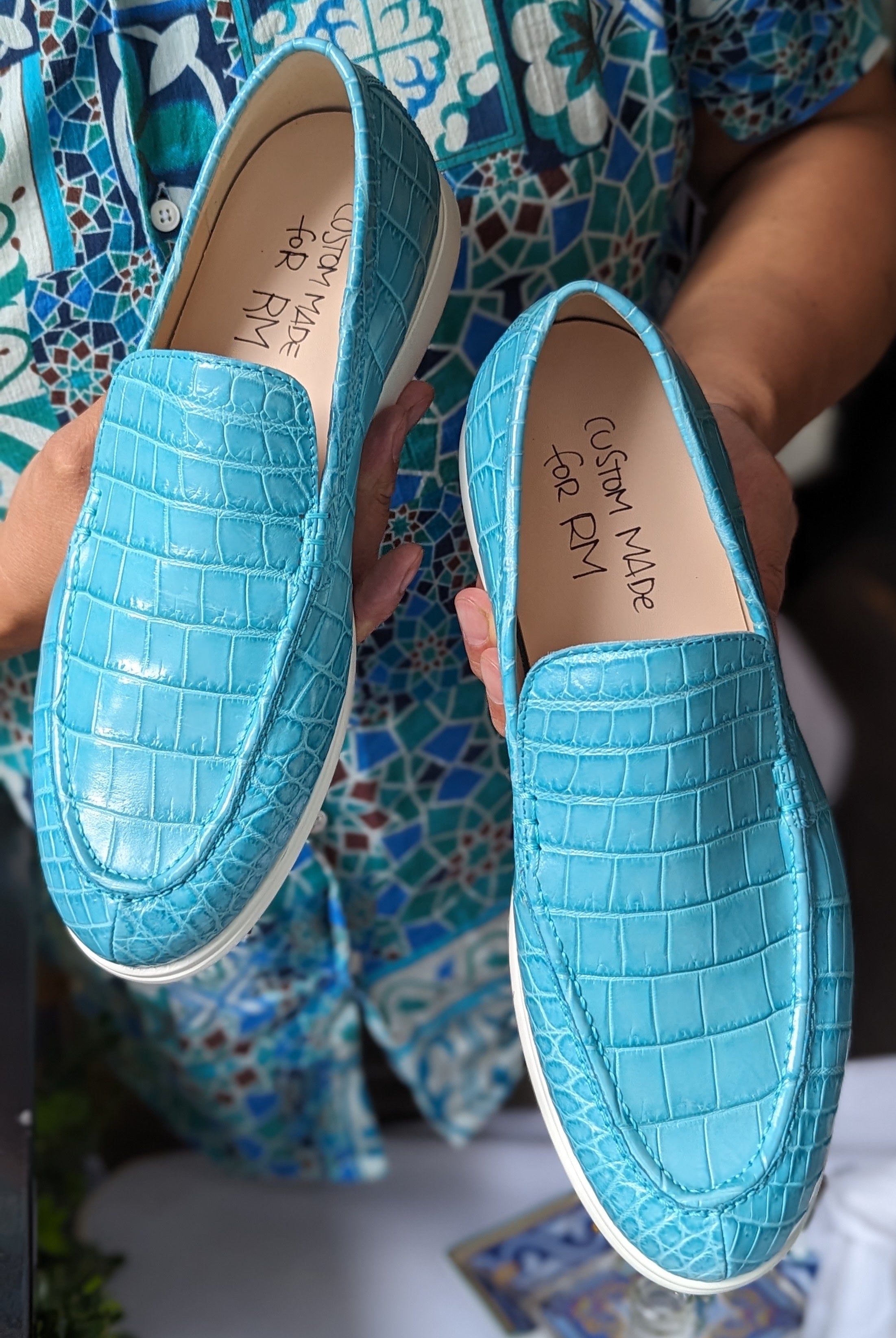 Ascot Cannes - Light Blue Crocodile - Ascot Shoes