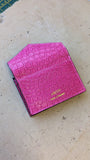 Credit Card & Coin Wallet - Pink Crocodile - Ascot Shoes