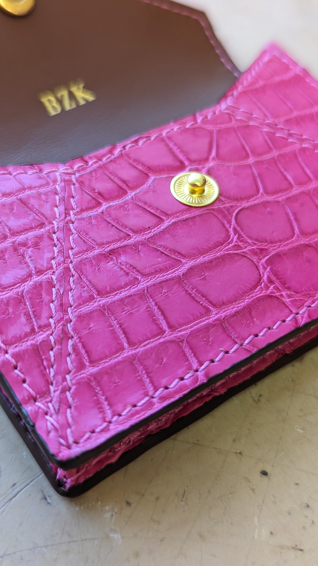 Credit Card & Coin Wallet - Pink Crocodile - Ascot Shoes