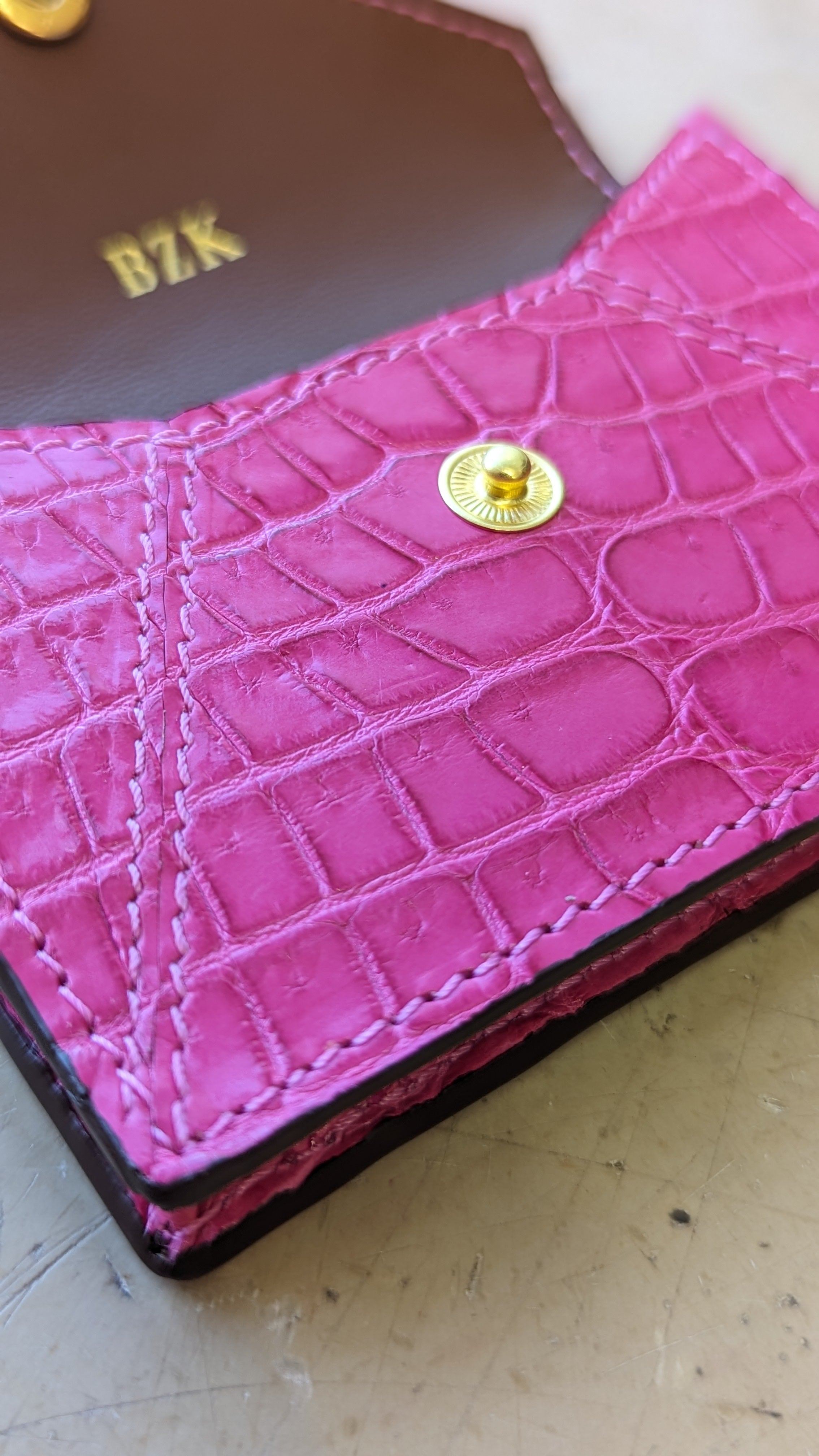 Credit Card & Coin Wallet - Pink Crocodile - Ascot Shoes