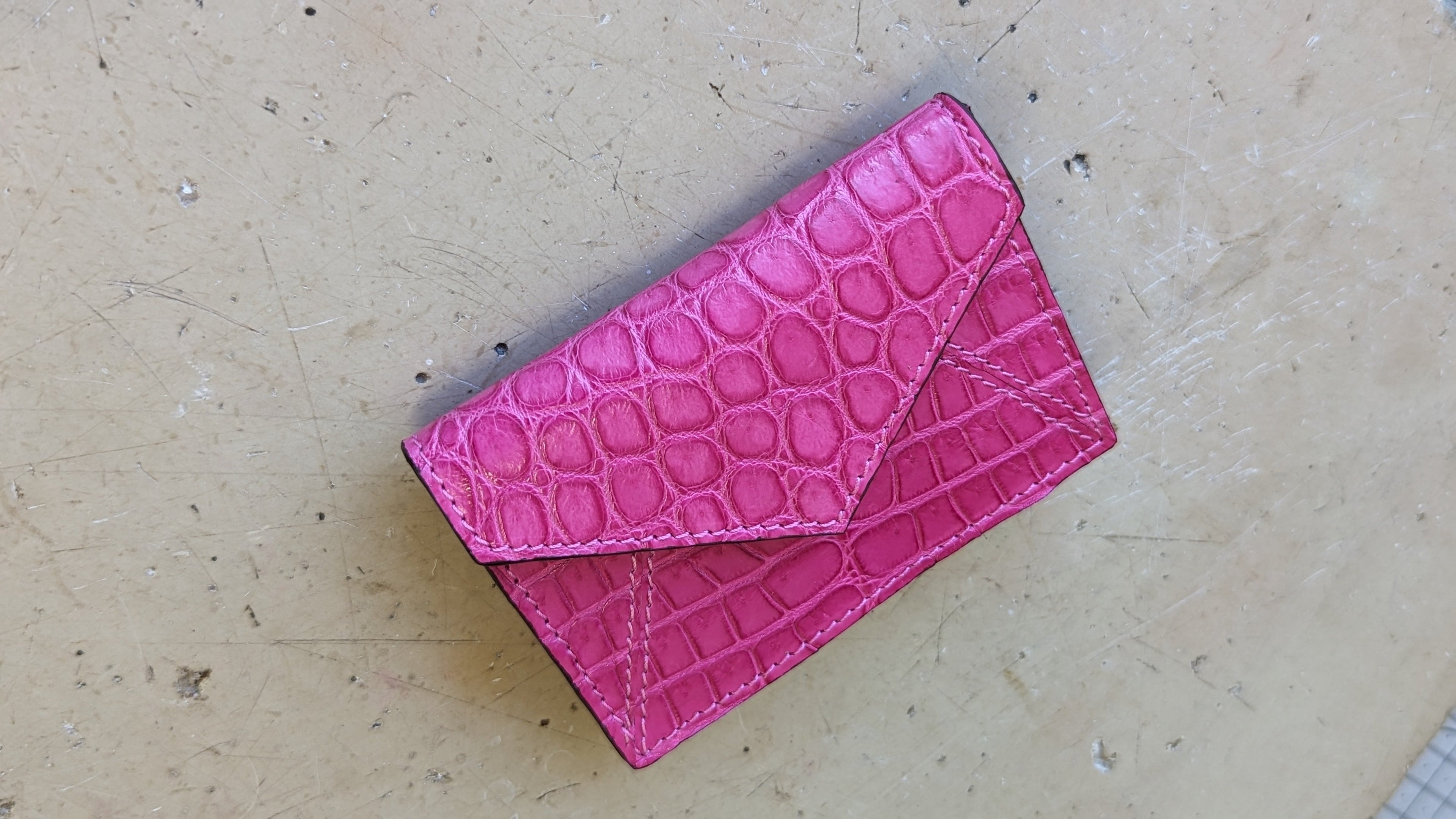 Credit Card & Coin Wallet - Pink Crocodile - Ascot Shoes