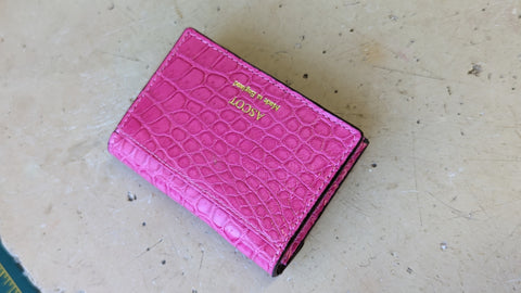 Credit Card & Coin Wallet - Pink Crocodile