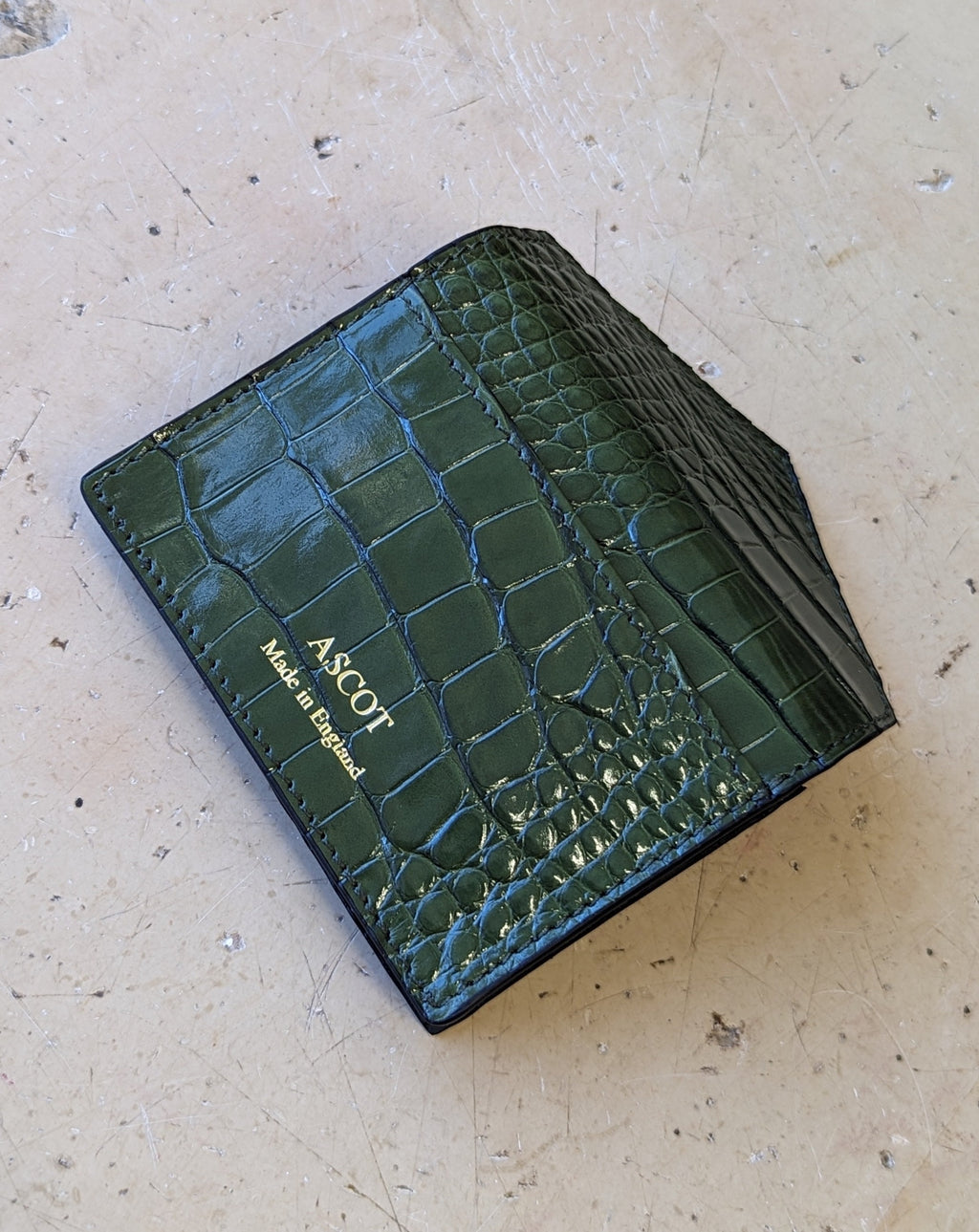 Credit Card & Coin Wallet - Green Crocodile - Ascot Shoes