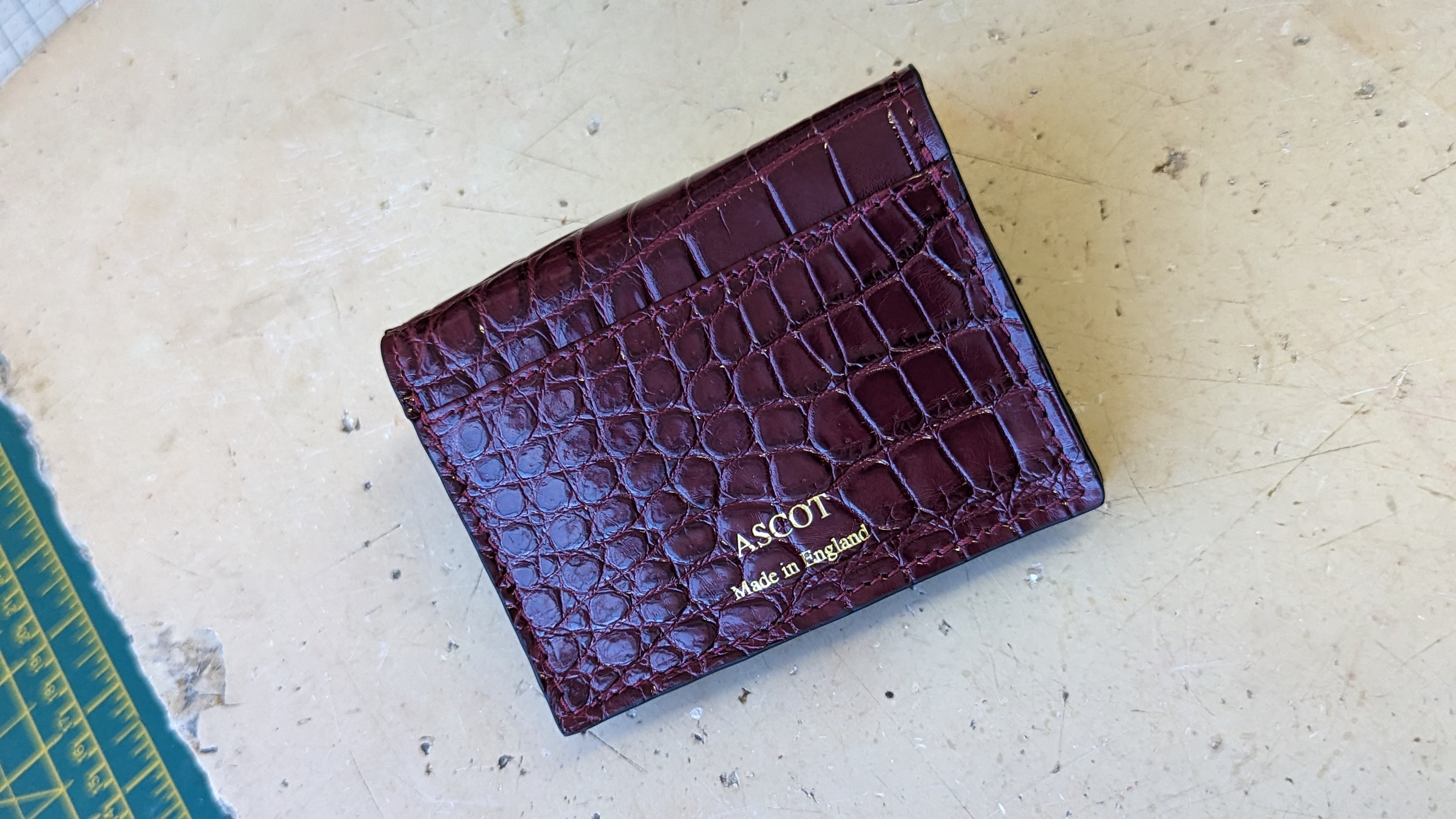 Credit Card & Coin Wallet - Bordeaux Crocodile - Ascot Shoes