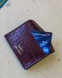 Credit Card & Coin Wallet - Bordeaux Crocodile - Ascot Shoes