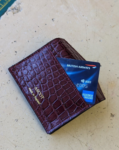 Credit Card & Coin Wallet - Bordeaux Crocodile