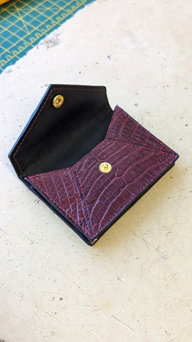 Credit Card & Coin Wallet - Bordeaux Crocodile