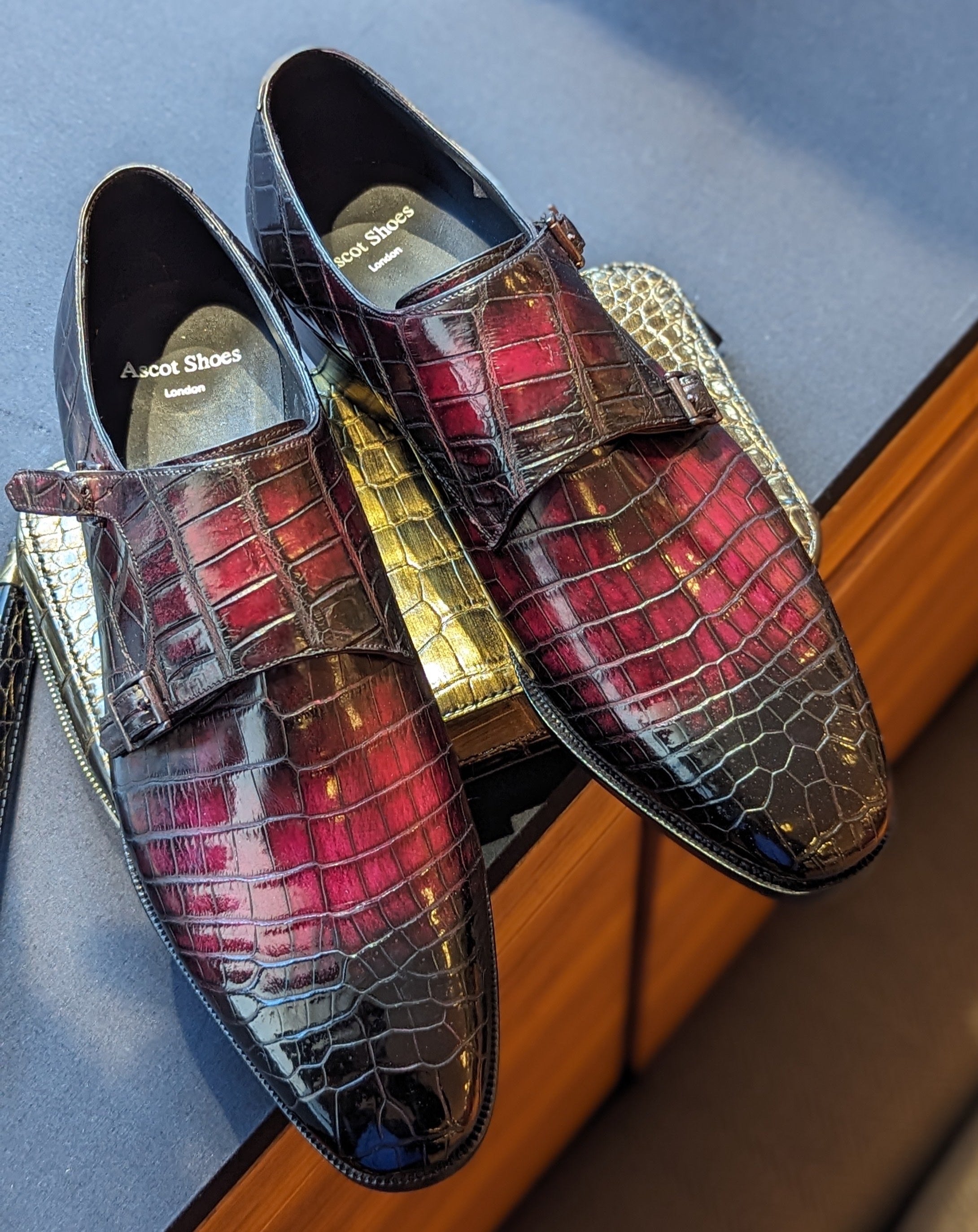 Ascot Double Monks - Black Cherry Patina - Ascot Shoes