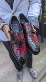 Ascot Double Monks - Black Cherry Patina - Ascot Shoes